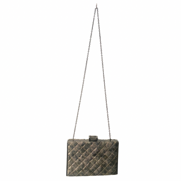Quilted Box Clutch Bag Gold
