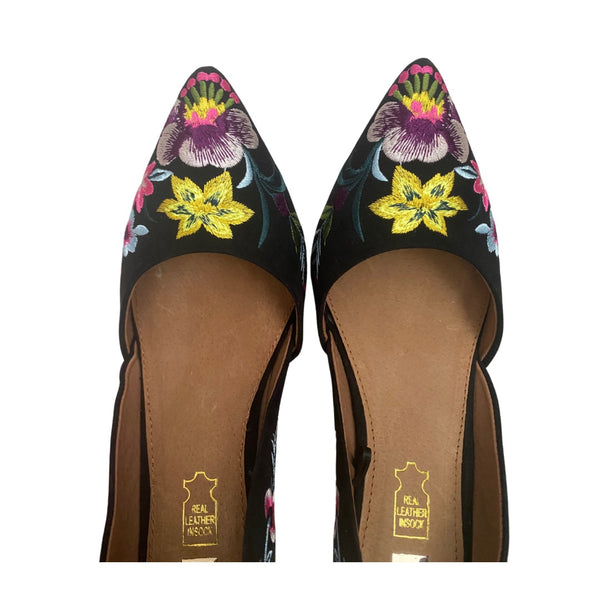 Floral Embroidered Court Shoe Black SIZE 41