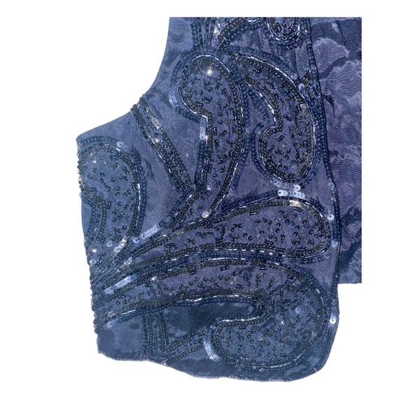 Sequins Waistcoat Cropped Navy SIZE S