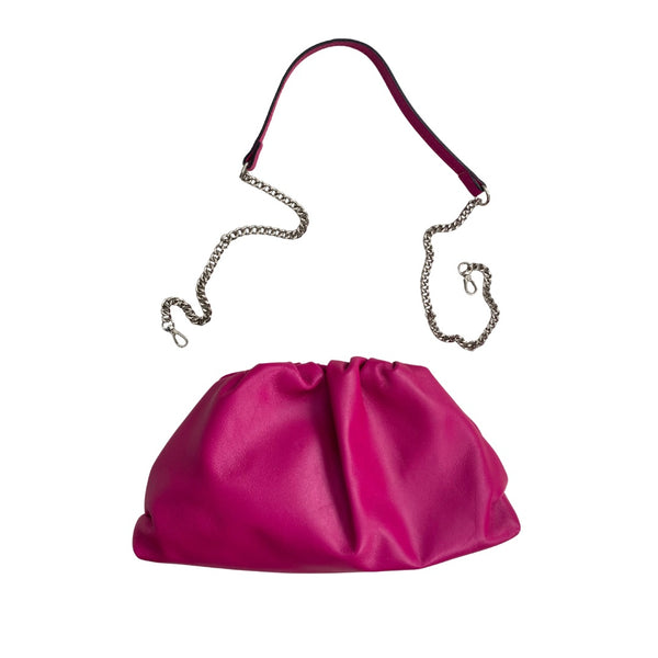 Leather Pouch Clutch Bag Pink