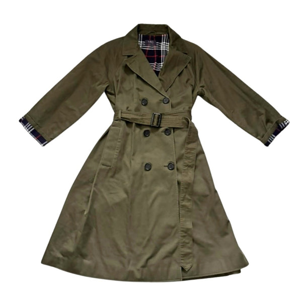 M&S Collection Cotton Midi Trench Coat Khaki Green Size 14 - Preloved