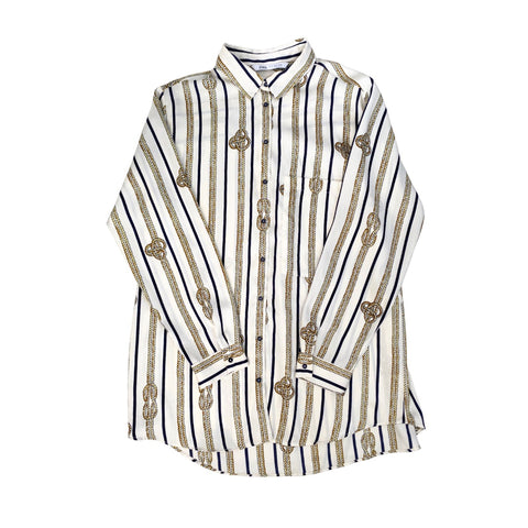 Stripe Chain Print  Shirt White SIZE XL