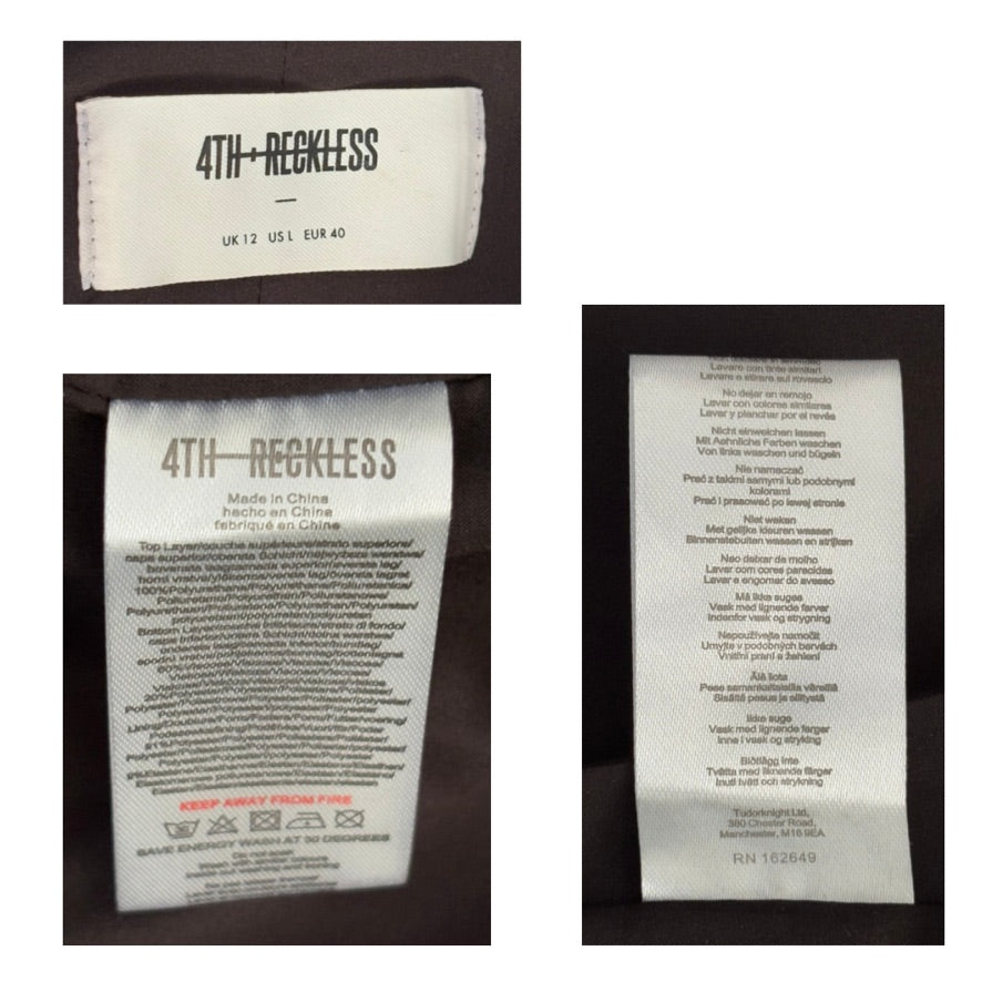 Collage of three images showing a '4TH+RECKLESS' label with text and branding.