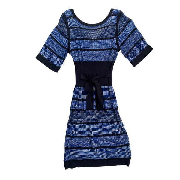 Karen Millen Fine Knit Stripe Dress Blue SIZE 8