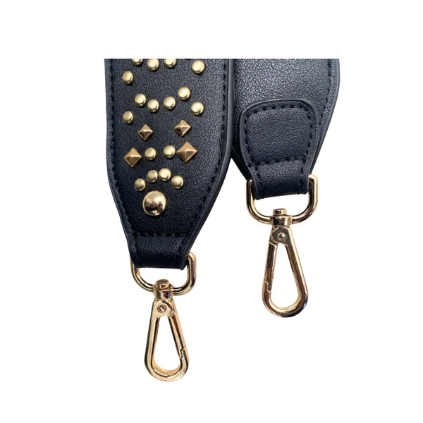 Studded Guitar Handbag Strap Black Gold