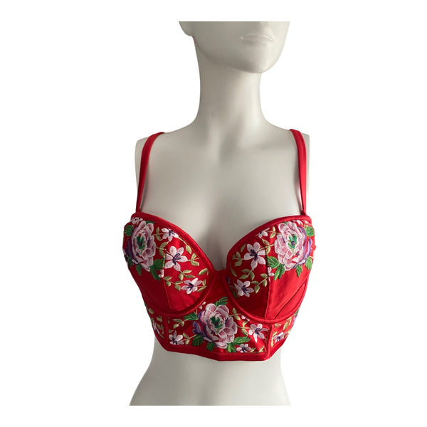 Ann Summers Embroidered Bustier Red SIZE 12-14