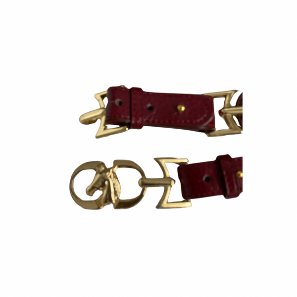 Horsebit Buckle Waist Belt Red