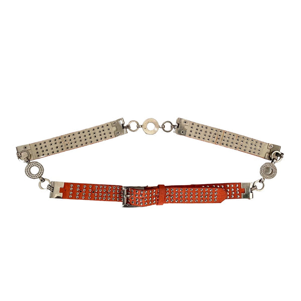 Leather Stud Vintage Chain Belt Orange