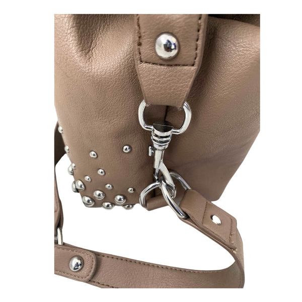 Studded Hobo Shoulder Bag Brown