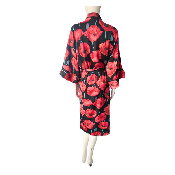 H&M Poppy Print Kimono Red SIZE M/L