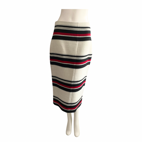 Zara Stripe Pencil Skirt White Multi SIZE M