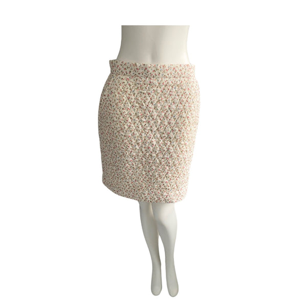 Ditsy Floral Print A-LIne Mini Skirt Cream