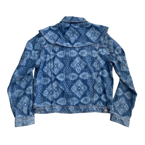 CLAUDIE PIERLOT Voyage Printed Denim Jacket Blue SIZE 14