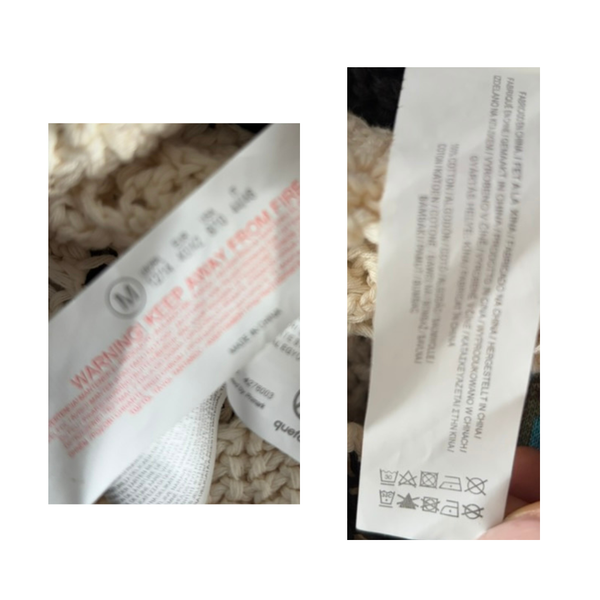 Crochet V-Neck Jumper Cream Size M - Preloved