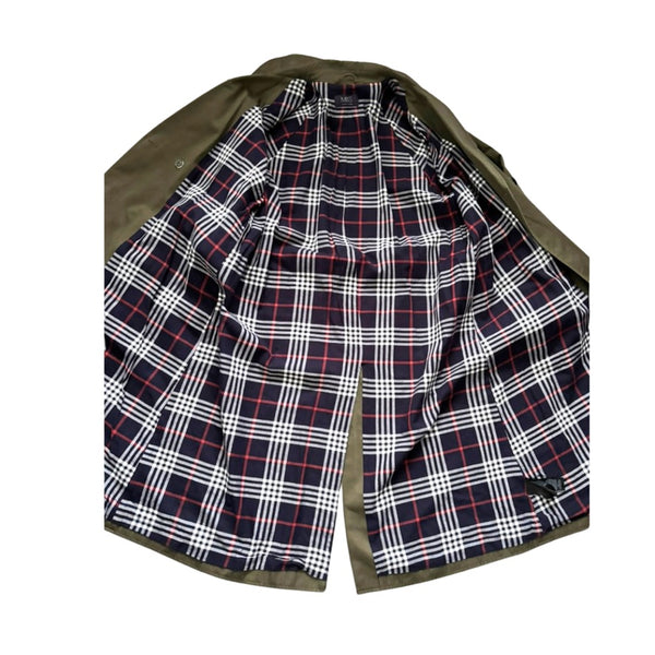 M&S Collection Cotton Midi Trench Coat Khaki Green Size 14 - Preloved