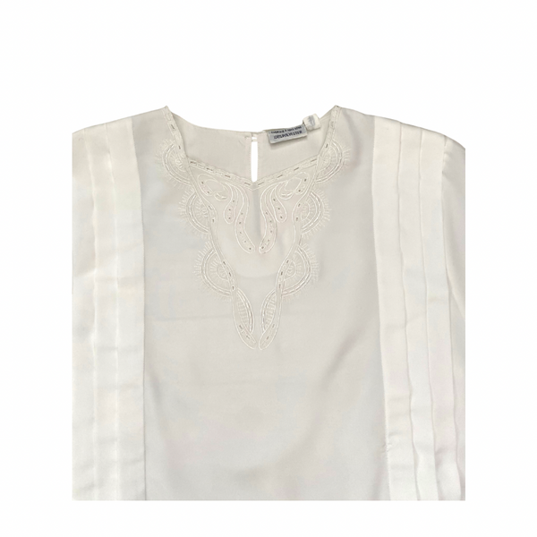 White Embroidered Blouse Size 10 – Vintage
