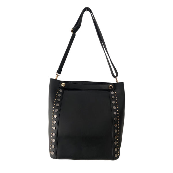 Studded Shoulder Tote Bag Black