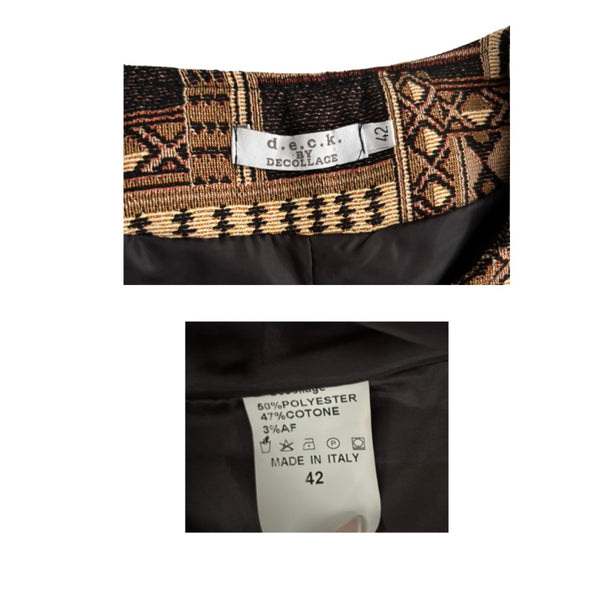 Aztec Print Jacquard Coat Brown Size 14 - New