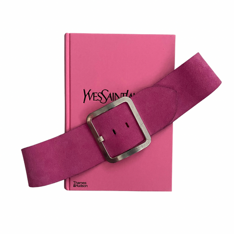 Pink Suede Waist Belt with Silver Buckle Size M – Vintage