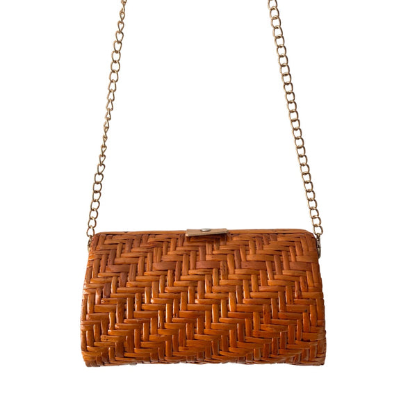 Retro Wicker Shoulder Clutch Bag