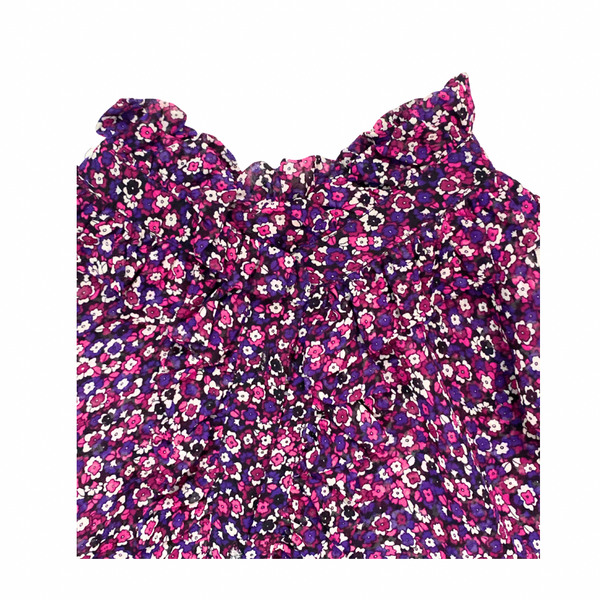 MICHAEL KORS Purple Chiffon Floral Ruffle Tie Neck Blouse Size L – New
