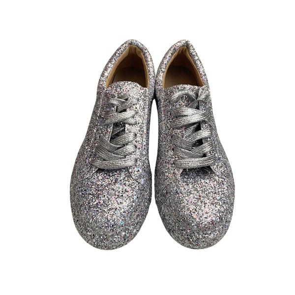 Glitter Lace-up Runners Silver SIZE 37