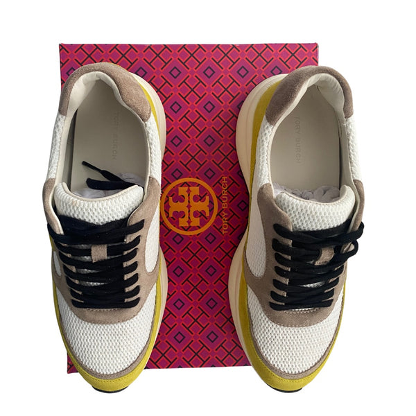 TORY BURCH Kick Trainers Runners Sneakers White Multi SIZE 41.5