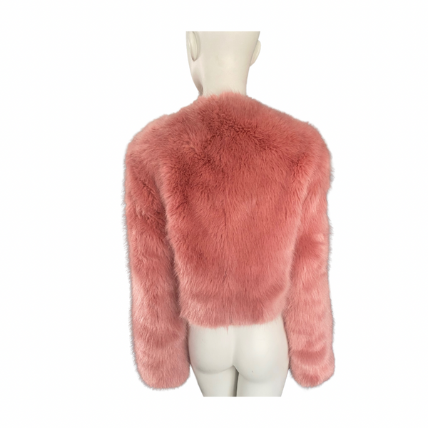 MICHAEL KORS Faux Fur Short Jacket Pink SIZE M