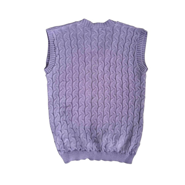 Cable-Knit Sleeveless Jumper Lilac Size S/M - New