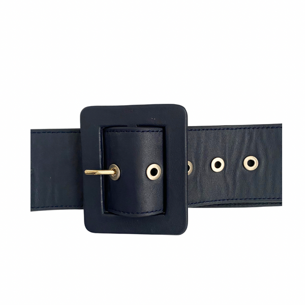 Wide Belt Faux Leather  Navy