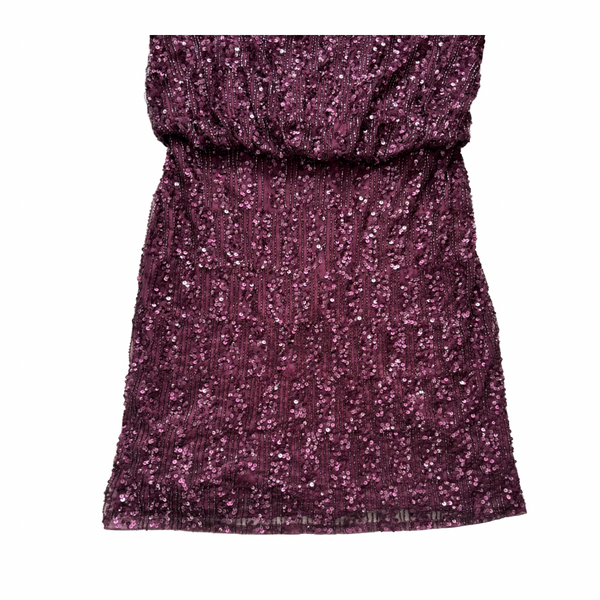 Lace & Beads Plum Sequin Sleeveless Mini Dress – Preloved