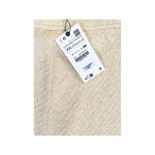 Zara Textured Flared Midi Skirt Cream SIZE XXL