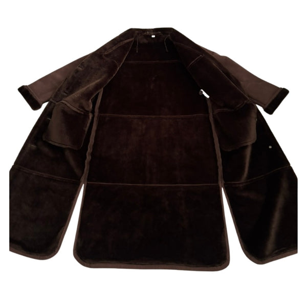Faux Sheepskin Long Coat Brown Size 14 - New