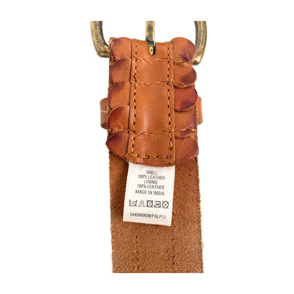 Scalloped Edge Leather Belt Tan