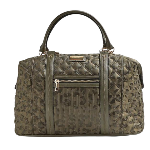 Camo Leopard Print Quilted Weekend Bag Green