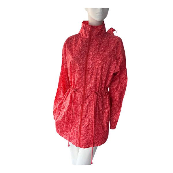 Dunnes Flower Print Windbreaker Jacket Red SIZE L