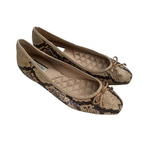 LUCY CHOI Leather Snakeskin Ballet Flats Brown SIZE 37