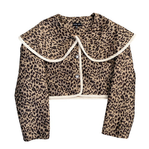 SISTER JANE Leonie Cropped Blazer Leopard Print SIZE M