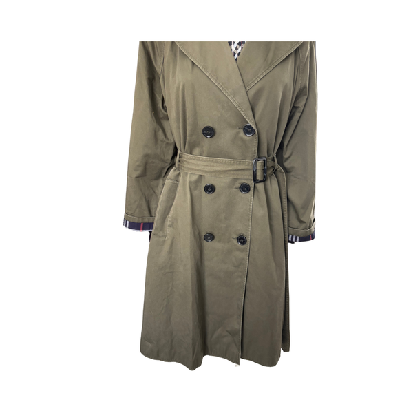 M&S Collection Cotton Midi Trench Coat Khaki Green Size 14 - Preloved