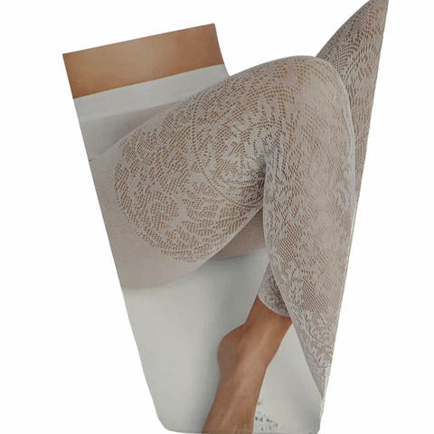 Lace Leggings Footless Tights Wolford Alexa White SIZE XS