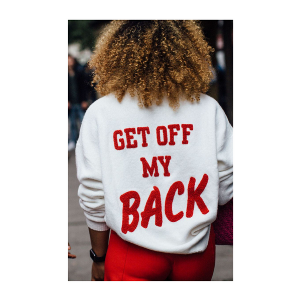 H&M Slogan Jumper “Get Off My Back” Cream Red SIZE M