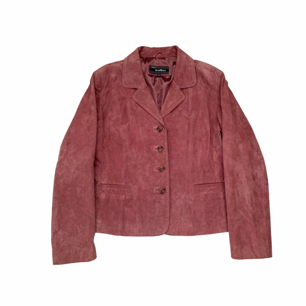 Suede Jacket Dark Pink Size UK 16 – Vintage