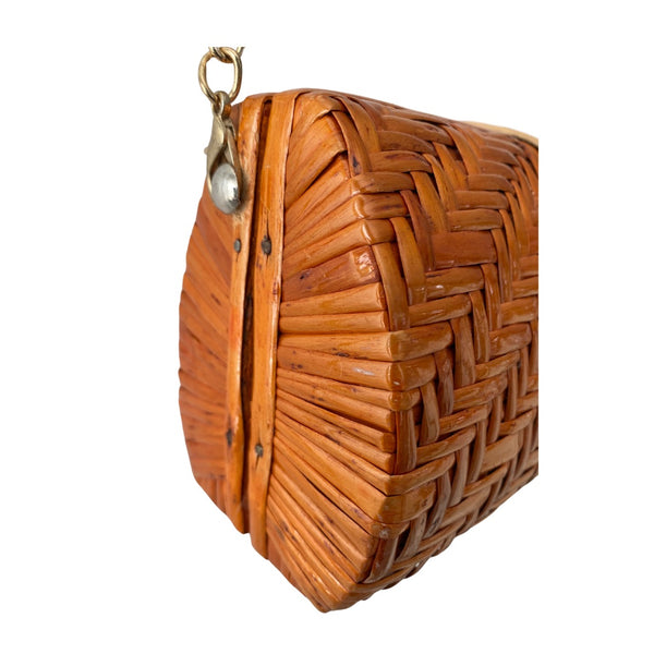 Retro Wicker Shoulder Clutch Bag