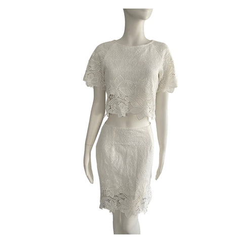 Applique Lace Short Skirt White SIZE XS