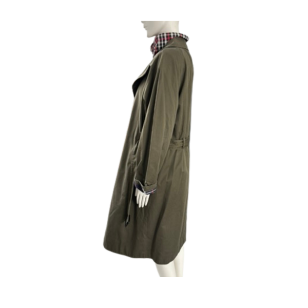 M&S Collection Cotton Midi Trench Coat Khaki Green Size 14 - Preloved