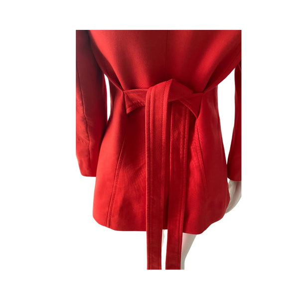 Reiss Structured Belted Jacket Red SIZE S