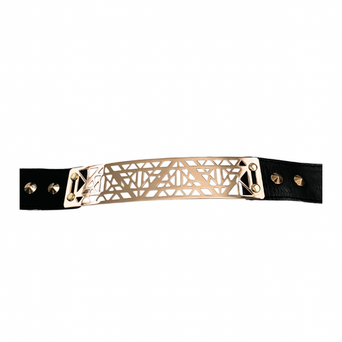 Metallic Gold Plate Waist Belt Black