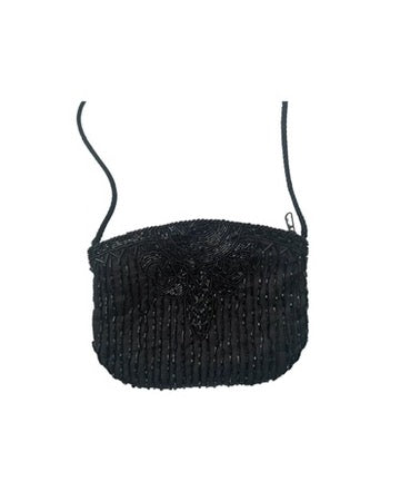 Beaded Crossbody Evening Bag Black - Vintage