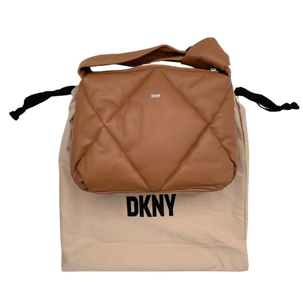 DKNY Leather Quilted  Knot Bag  Camel