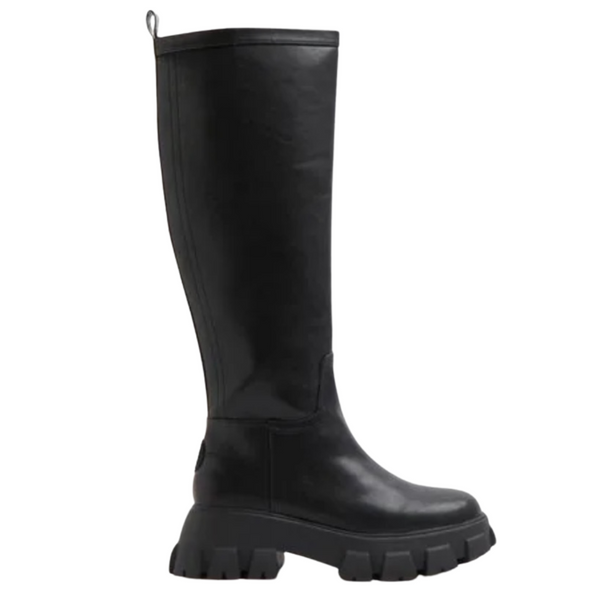 Knee High Lug Sole Boots Black SIZE 41